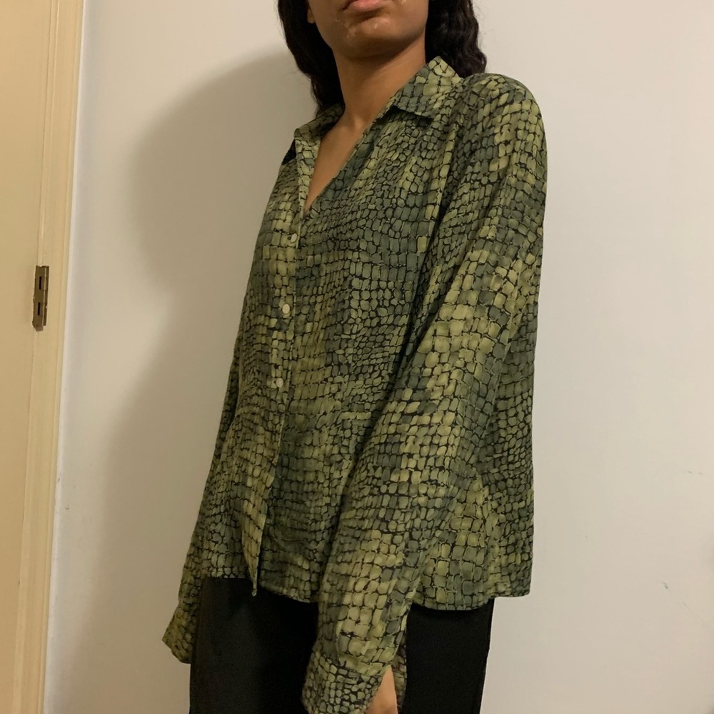 Green Croc Button Down